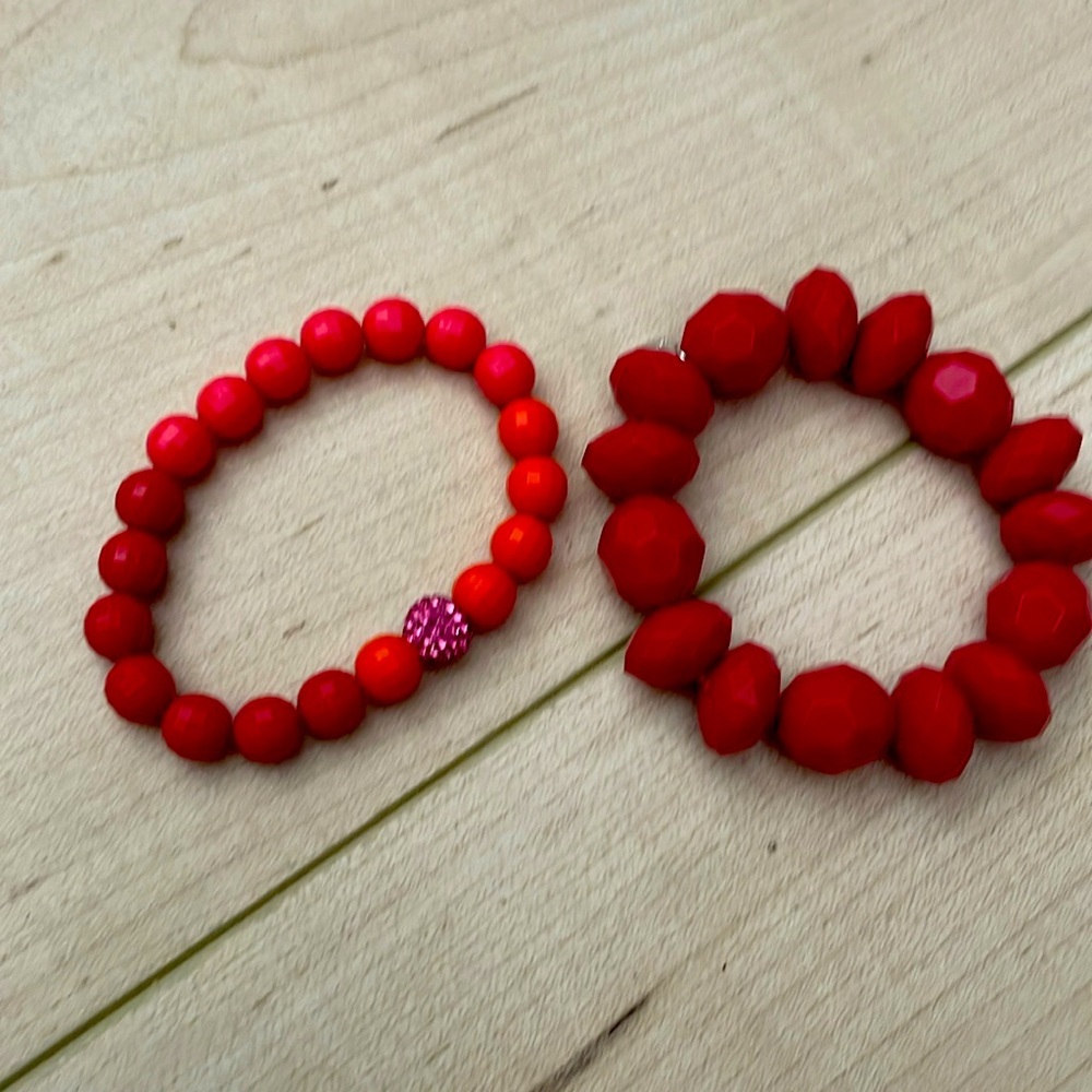 Stella & Dot Red and Pink Kids Bracelets